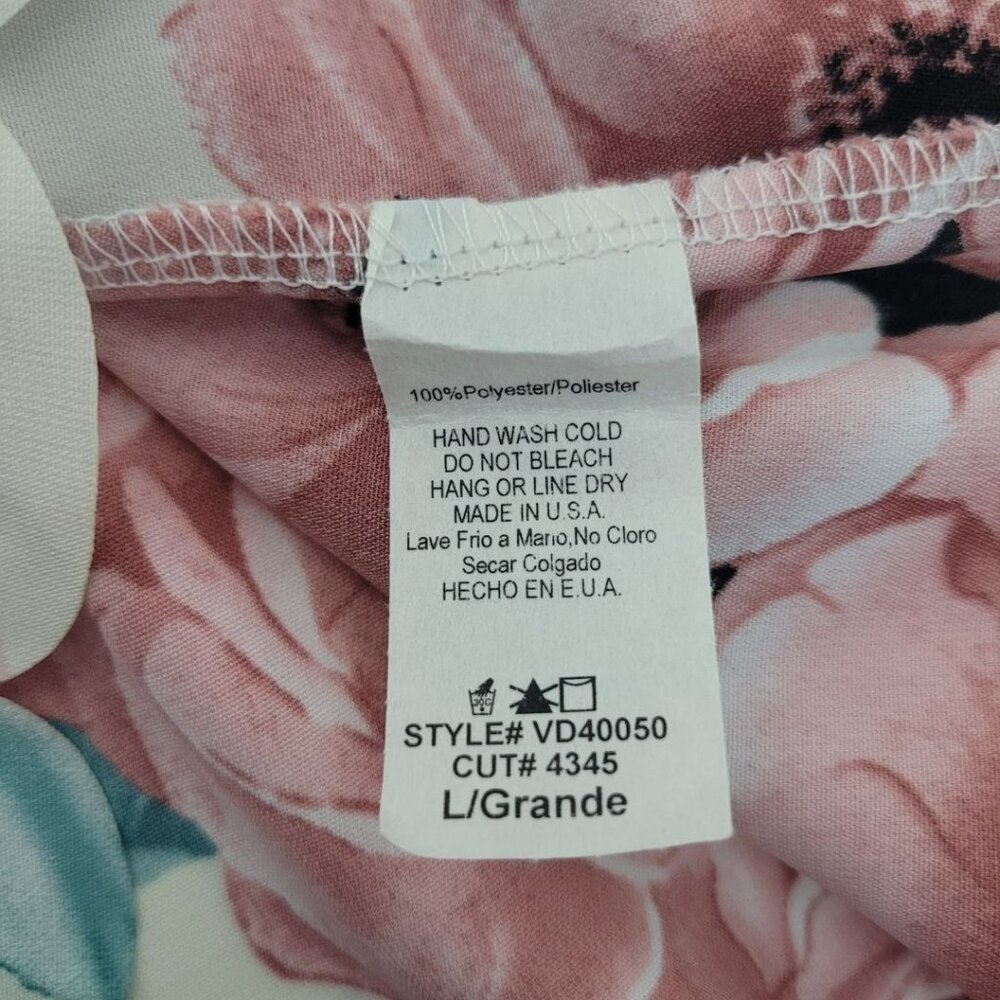 Vanilla Bay Dress Floral Short Sleeve White Pink Roses Short Womens Large - Picture 8 of 13